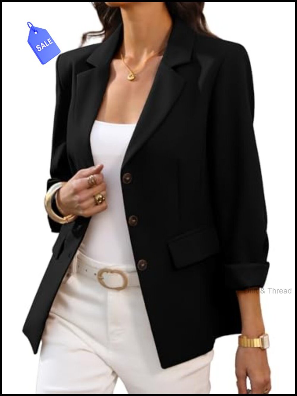 Women's Slim Fit 3-Button Blazer Business Casual Suit Jacket